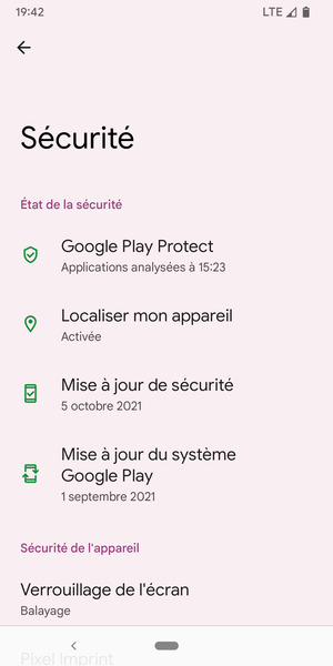 Pour activer votre écran de verrouillage, allez dans le menu Sécurité et sélectionnez Verrouillage de l'écran
