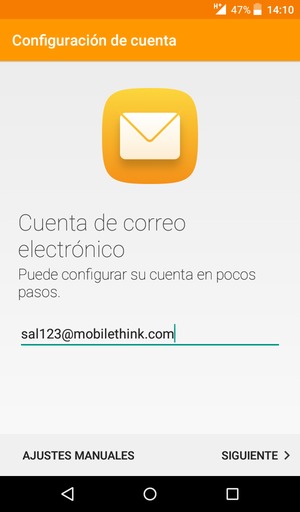 Introduzca su dirección de correo electrónico de Gmail o Hotmail y seleccione SIGUIENTE