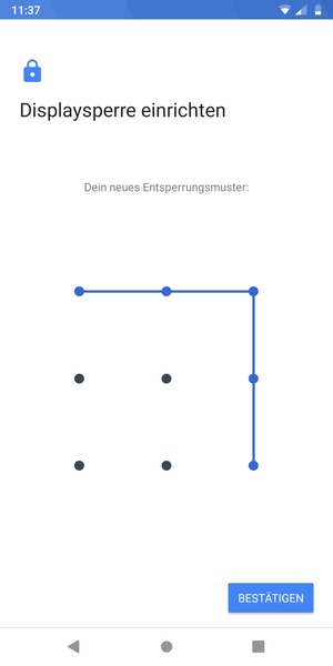 Zeichnen Sie das Entsperrmuster erneut und wählen Sie BESTÄTIGEN