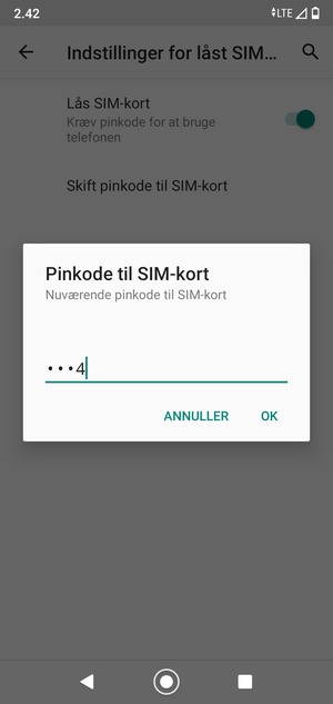 Indtast din Nuværende pinkode til SIM-kort og vælg OK