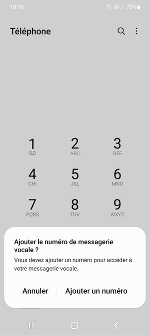 Si votre messagerie vocale n'est pas configurée, sélectionnez Ajouter un numéro