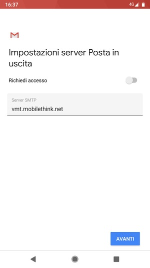 Disattiva Richiedi accesso e seleziona AVANTI