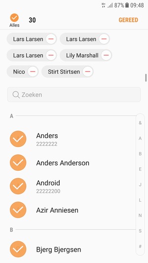 Selecteer GEREED