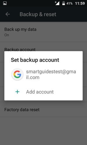 Select your backup account