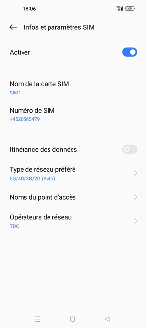 Sélectionnez Type de réseau préféré