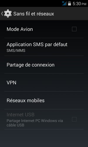 Sélectionnez Réseaux
mobiles