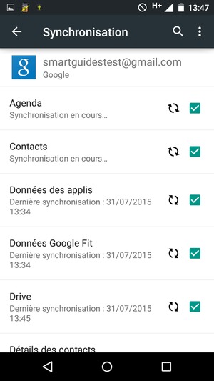 Vos informations seront synchronisées