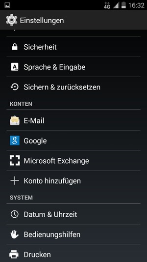 Scrollen Sie und wählen Sie Google