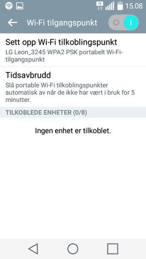 Telefonen din er konfigurert for bruk som et modem