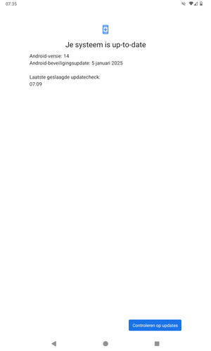 Als uw tablet up-to-date is, zult u het volgende scherm zien
