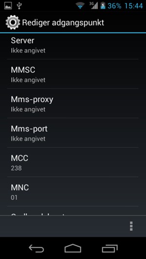 Scroll ned og indtast MMS-oplysninger