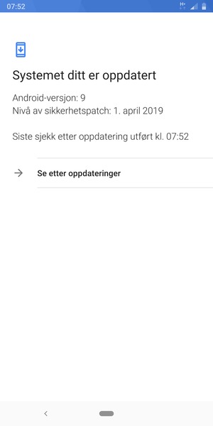 Hvis telefonen din er oppdatert, vil du se følgende skjermbilde