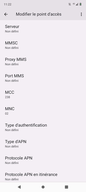 Faites défiler vers le bas et saisissez les informations MMS