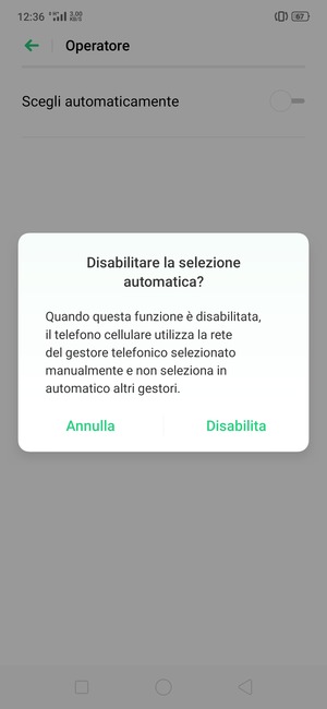 Seleziona Disabilita