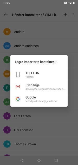 Velg din Google-konto