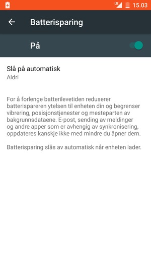 Slå Batterisparing på