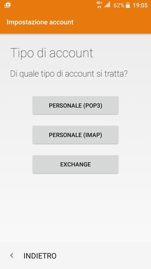 Seleziona PERSONALE (POP3) o PERSONALE (IMAP)