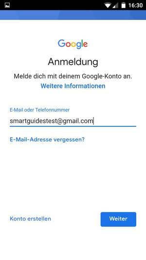 Geben Sie Ihre Gmail Adresse ein und wählen Sie Weiter