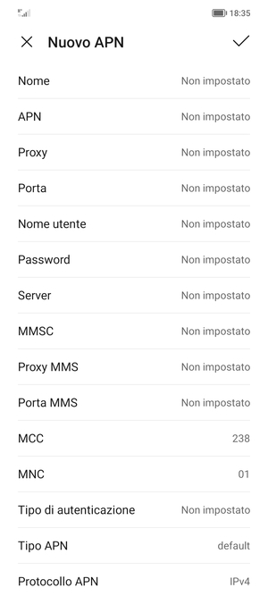 Inserisci informazioni MMS