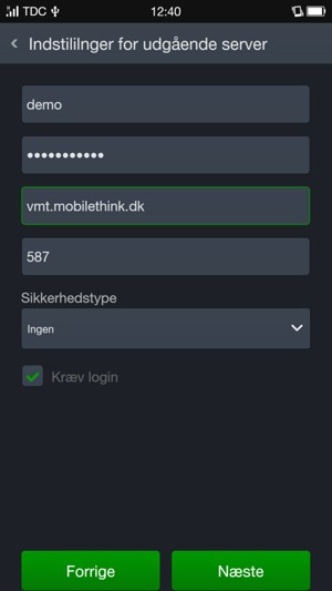 Indtast udgående serveradresse