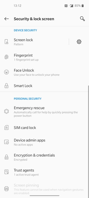Scroll to and select SIM card lock