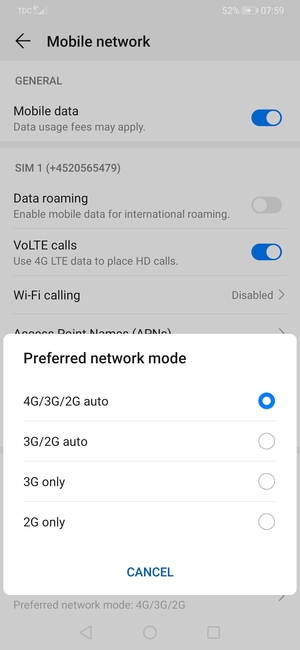Select your preferred option