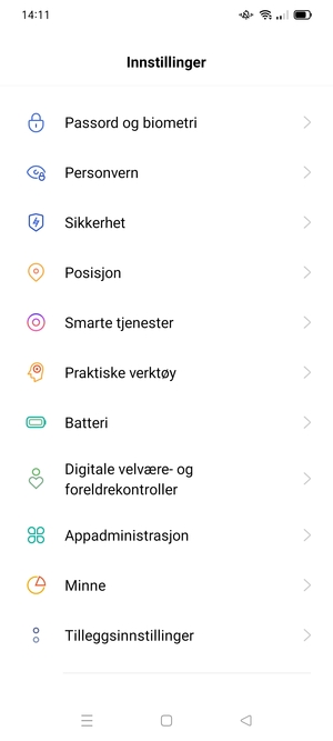Bla til og velg Sikkerhet