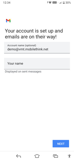 Give your account a name and enter your name. Select NEXT