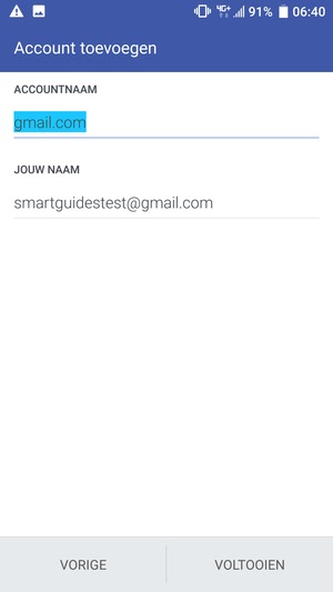 Geef uw account een naam en voer uw naam in. Selecteer VOLTOOIEN