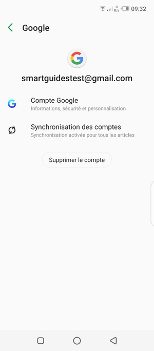 Sélectionnez Synchronisation des comptes