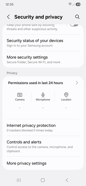 Scroll to and select More security settings