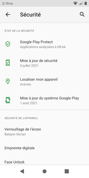 Sélectionnez Verrouillage de l'écran