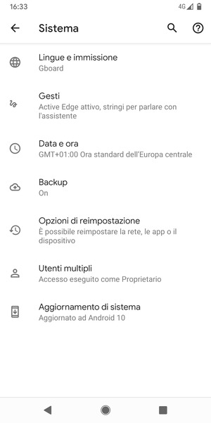 Seleziona Aggiornamento di sistema