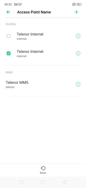Select Reset