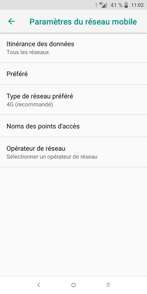 Sélectionnez Itinérance des données