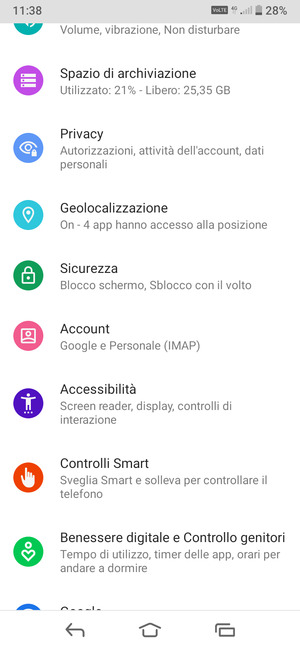 Torna al menu Impostazioni e seleziona Account