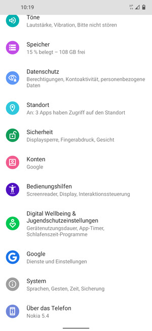 Scrollen Sie und wählen Sie Sicherheit