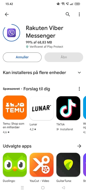 Afvent at installeringen er afsluttet