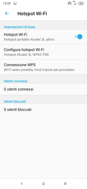 Il telefono è ora pronto per essere usato come modem
