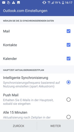 Wählen Sie WEITER