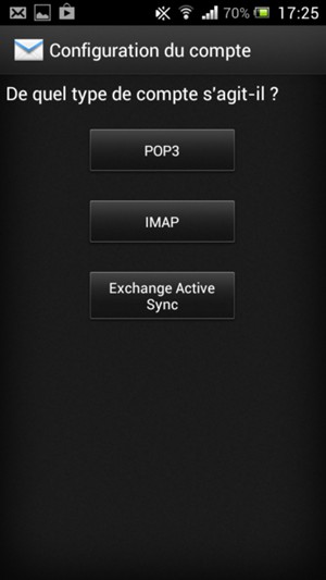 Sélectionnez Exchange Active Sync