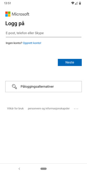 Skriv inn e-postadresse og velg Neste