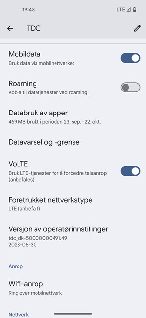 Bla til og velg Foretrukket nettverkstype