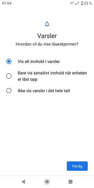 Velg ønsket alternativ og velg Ferdig