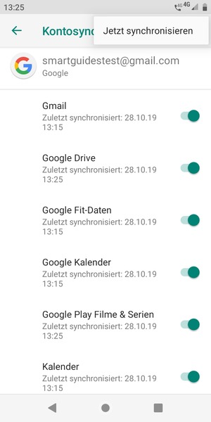 Wählen Sie Jetzt synchronisieren