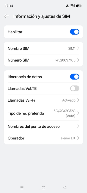 Activar o desactivar Itinerancia de datos