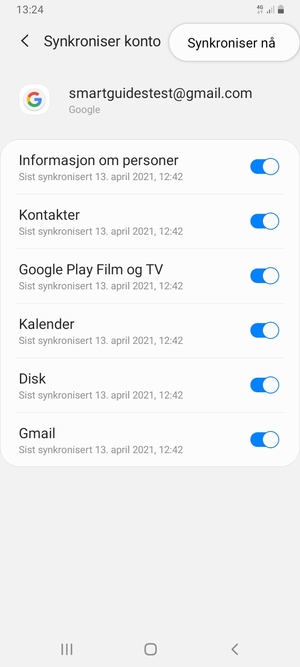 Velg Synkroniser nå