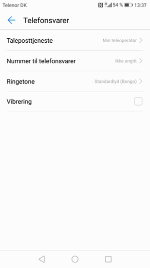 Velg Nummer til telefonsvarer