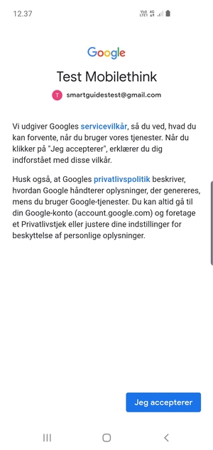 Vælg Jeg accepterer