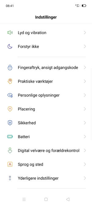 Scroll til og vælg Batteri
